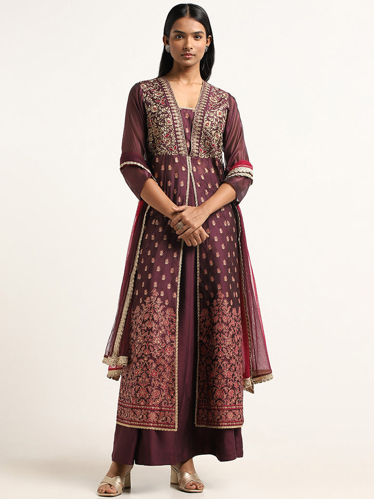 Vark by Westside Grey A-Line Kurta With Palazzos Ethnic Set Price in India,  Full Specifications & Offers | DTashion.com